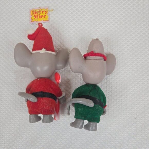 Vintage 70s Merry Mice Santa Elf Figurines Christmas Decor Ornaments Jasco - Picture 4 of 4